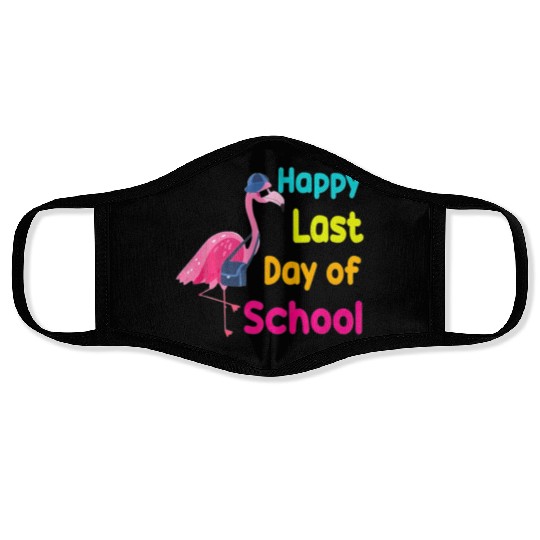 Happy Last Day Of School Funny Flamingo Teacher Face Masks