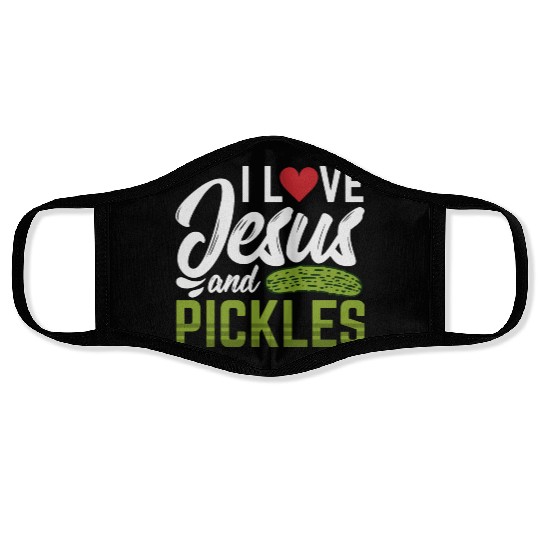 I Love Jesus And Pickles Face Masks