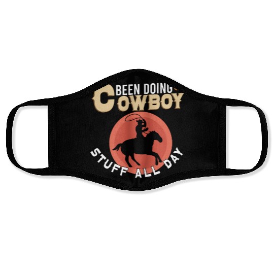 Cowboy Barn Bull Rider Rodeo Country Western Gift Face Masks