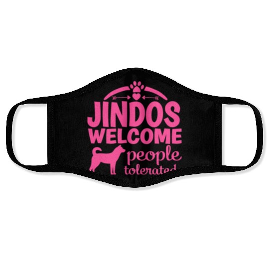 Korean Jindo Dog Welcome Saying Mom Girl Pink Face Masks