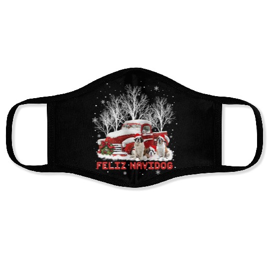 Feliz Navidog Saint Bernard Christmas Dog Lovers Face Masks