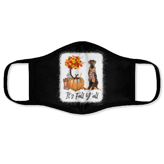 It's Fall Y all Great Dane Dog Lovers Thanksgiving Face Masks