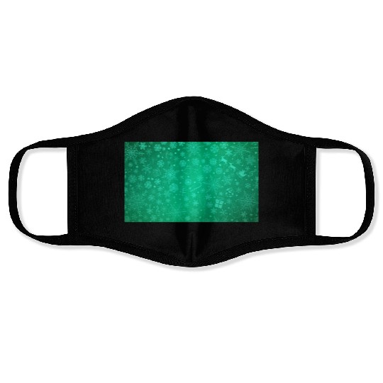 Abstract Green Christmas Winter Pattern Face Masks