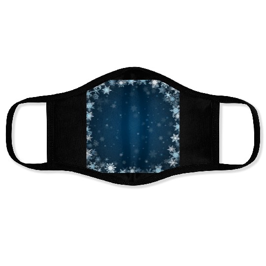 Navy Blue White Snowflakes Pattern Face Masks