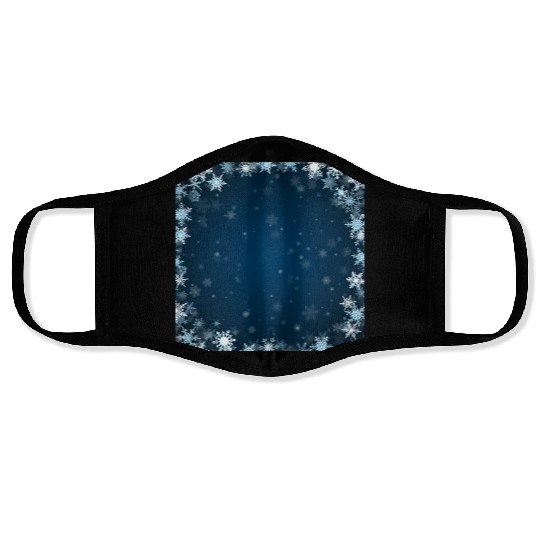 Navy Blue White Snowflakes Pattern Face Masks