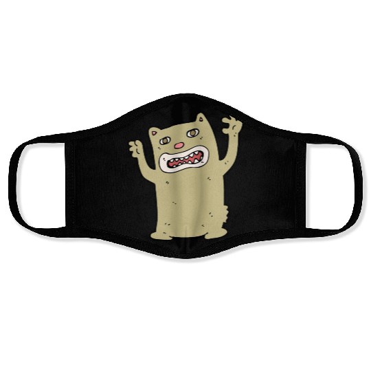 funny catzilla, cat lover Face Masks