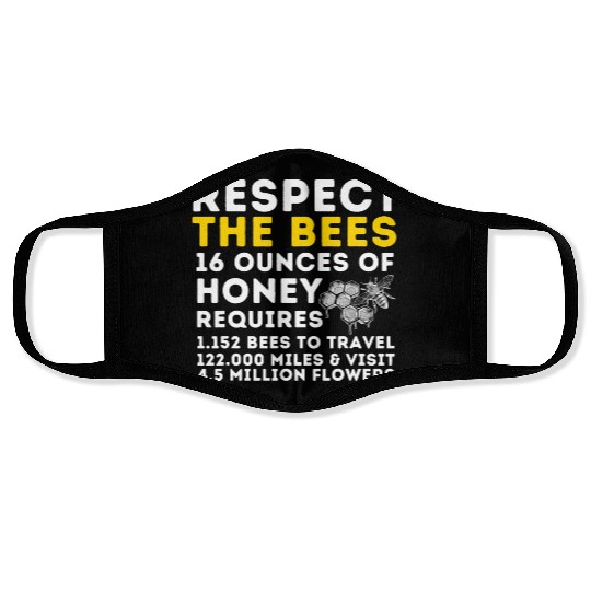 Respect The Bees Bee Lover Beekeeping Beekeeper T Face Masks