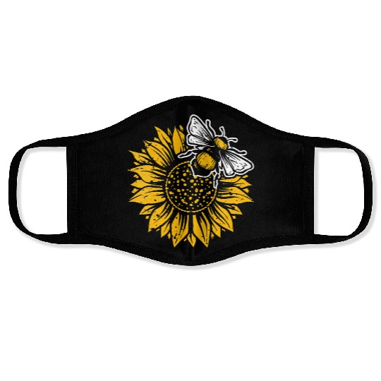 Womens Bumblebee Sunflower Springtime Save The Bee Face Masks