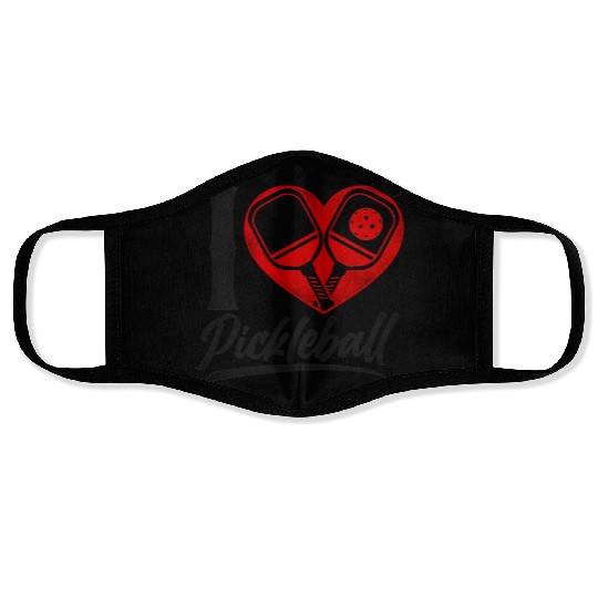 Pickleball Heart I Love Pickleball Face Masks