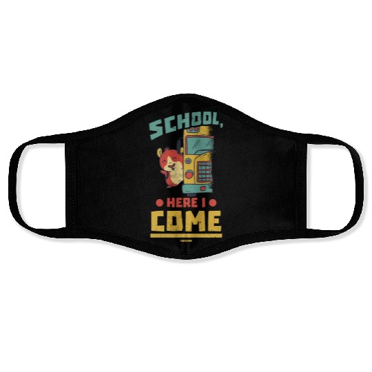 School bus pet funny saying Face Masks