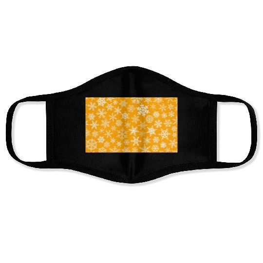 Winter Snowflakes Pattern Orange White Face Masks