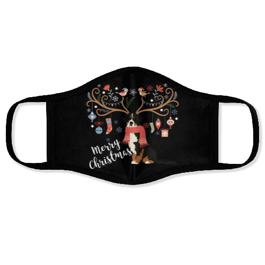 Bernese Mountain Dog Christmas Face Masks