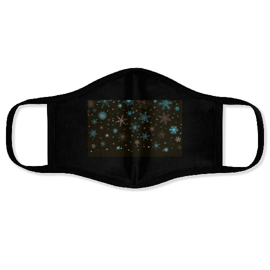 Elegant Snowflakes Black Blue Silver Face Masks