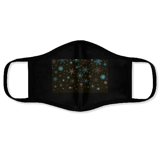 Elegant Snowflakes Black Blue Silver Face Masks