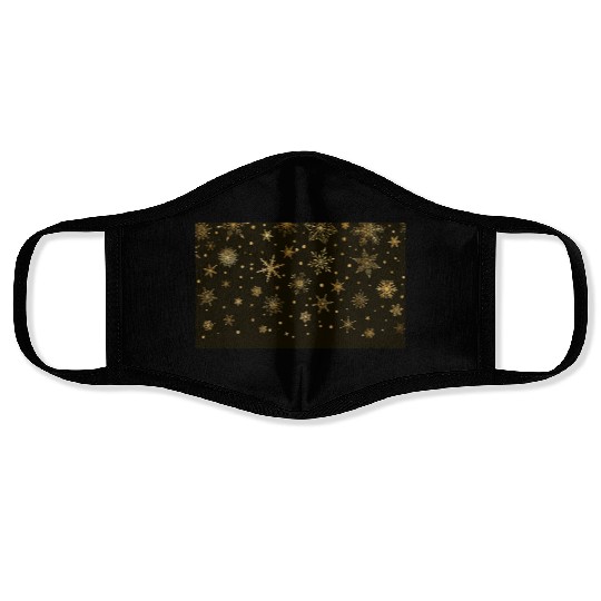 Elegant Black Gold Snowflakes Face Masks