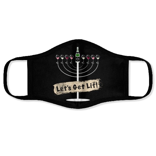 Let's Get Lit Wine Lovers Hanukkah Face Masks