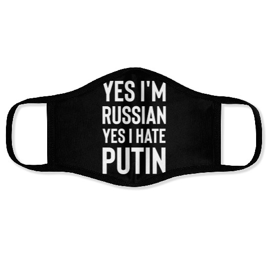 Yes im russian yes i hate putin white Face Masks