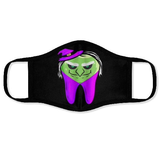 Evil Green Witch Tooth For Dentist On Halloween Face Masks