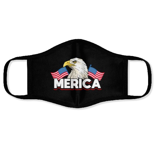 Merica Bald Eagle US Flag Independence Face Masks