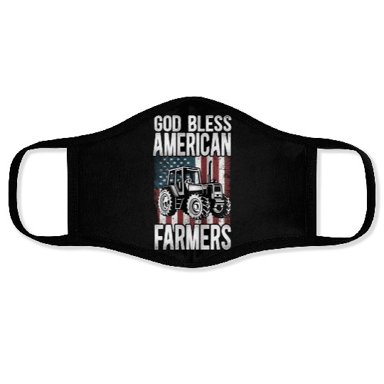 Farming Farmer Us American Flag Face Masks
