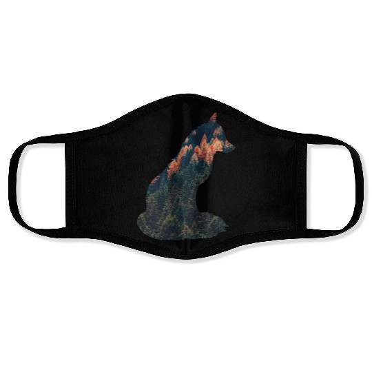 Silent Fox in the Forest Nature Wilderness Autumn Face Masks