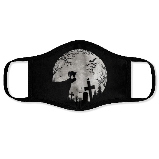 Halloween Black Cat Werewolf Full Moon Bats trick Face Masks