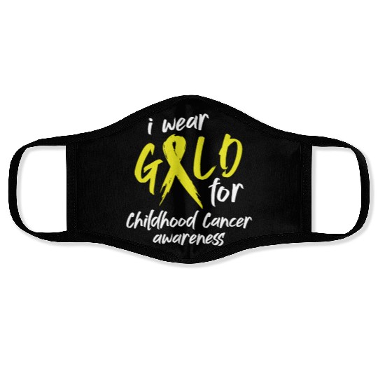 I Wear Gold For Childhood Cancer Awareness Face Masks
