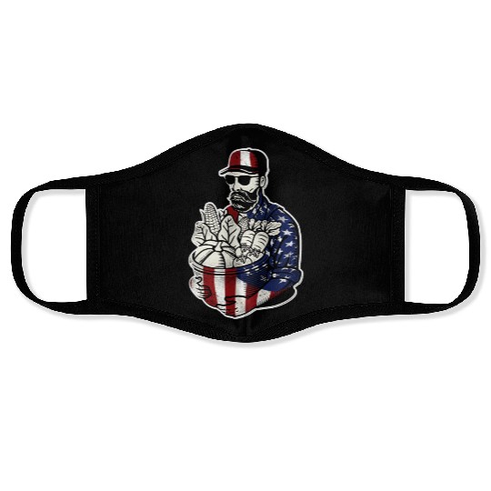 Farming Farmer American Flag Us Face Masks