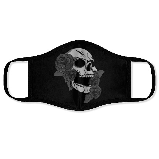 Black Skull Roses Aesthetic Goth Gothic Face Masks