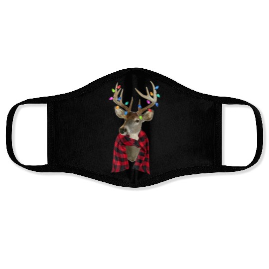 Reindeer Plaid Deer Buffalo Holiday Christmas Face Masks