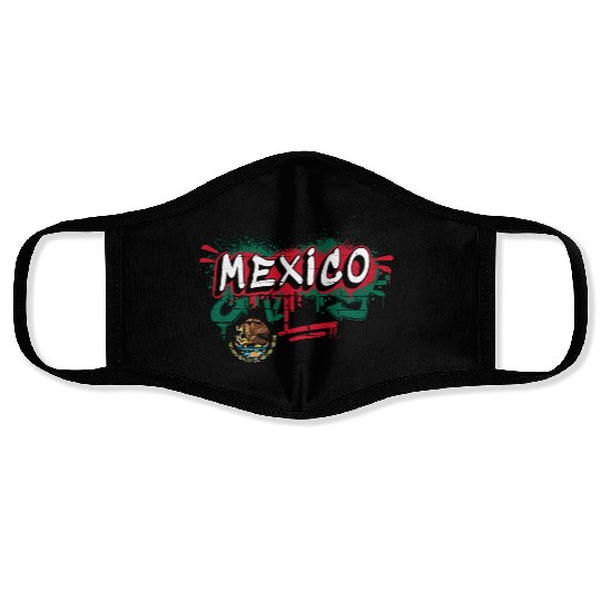 Mexico flag graffiti design Face Masks