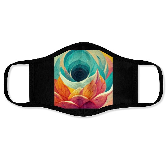 Colorful mandala flower version 6 Face Masks