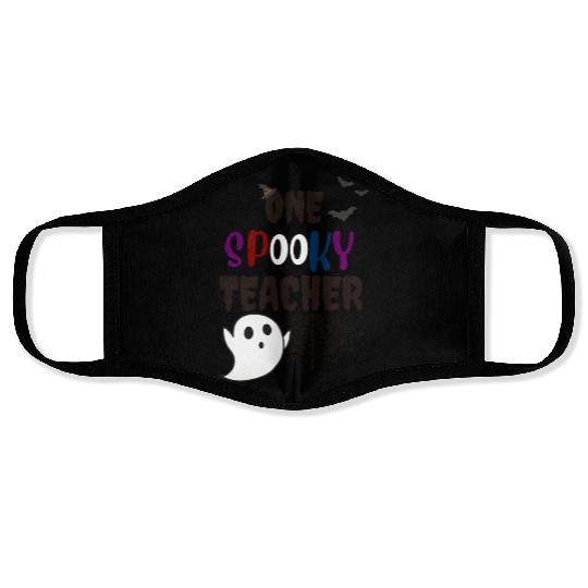 one spooky teacher halloween school spook ghost 3 Face Masks
