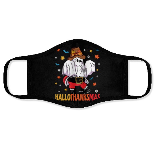 Happy Hallothanksmas Halloween Thanksgiving Santa Face Masks
