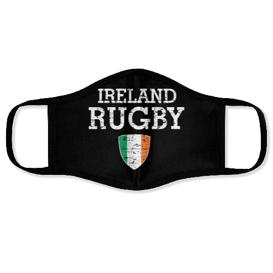 Irish Flag Rugby Grunge Style T Face Masks