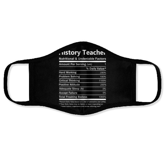 History Teacher Face Masks - Nutritional And Undeniab