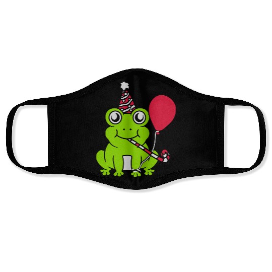 Birthday celebrate party frog Face Masks