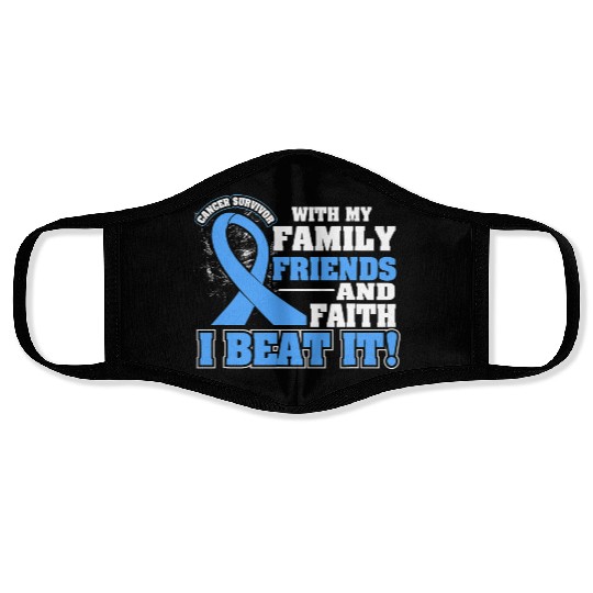 Family Faith I Beat It Prostate Cancer Awareness Face Masks