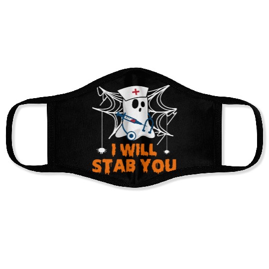 I Will Stab You Ghost Nurse, Funny Halloween Gifts Face Masks