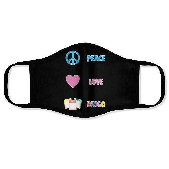 Bingo Game Player Peace Love Bingo Face Masks