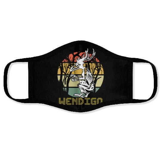 Vintage Folk Wendigo Halloween Cryptid Monster Face Masks