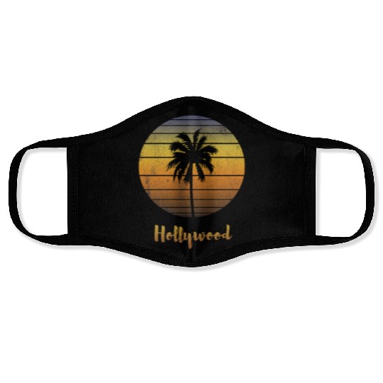 Retro Souvenir Hollywood California Sunset Face Masks