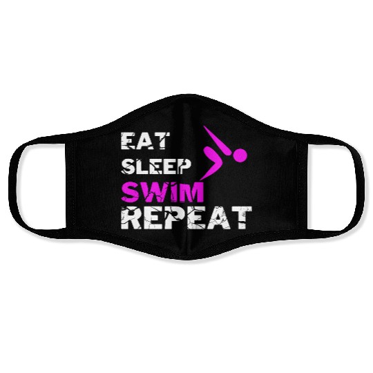 EAT SLEEP SWIM REPEAT Face Masks