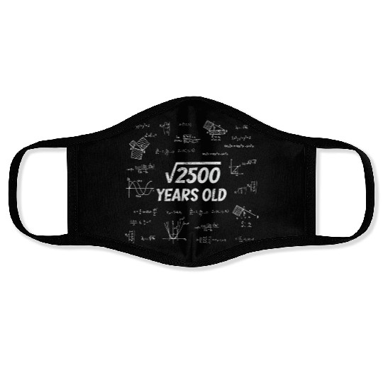 Square Root Of 2500 - 50th Birthday Math Nerd Face Masks