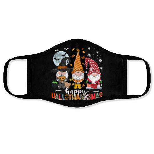 Happy Hallothanksmas Gnomes Lover Halloween Face Masks