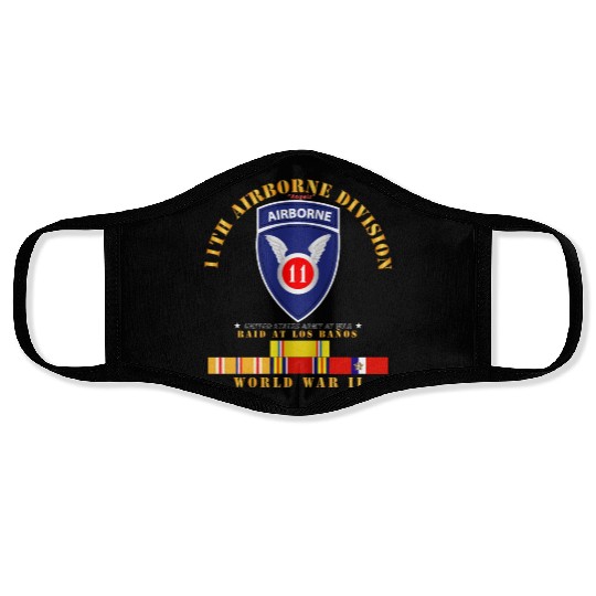 11th Airborne Division Raid at Los Baños WWII wPAC Face Masks