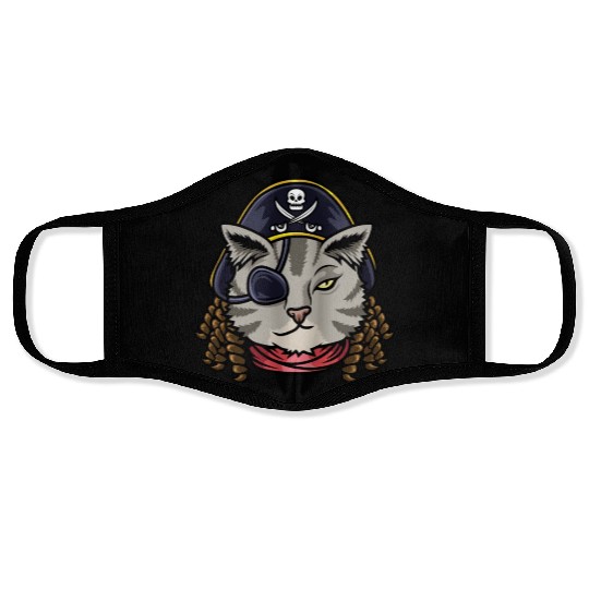 Pirate Cat Cat Mom Gift Face Masks