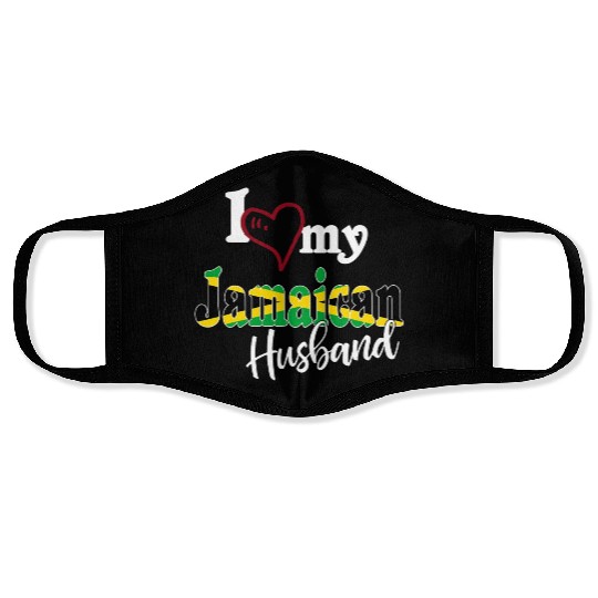 Proud Jamaican Matching Couples I Love My Jamaican Face Masks