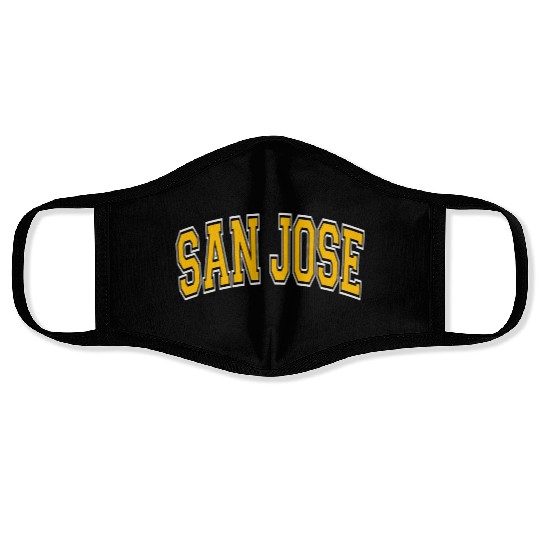 San Jose Varsity Style Amber Text Face Masks