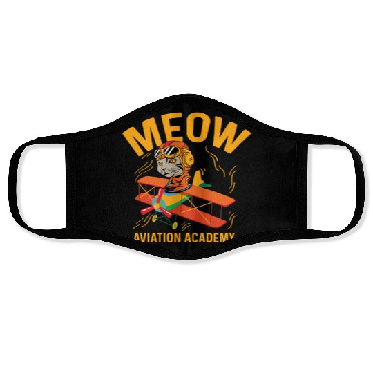 Meow Aviation Academy Co-Pilot Gift Face Masks